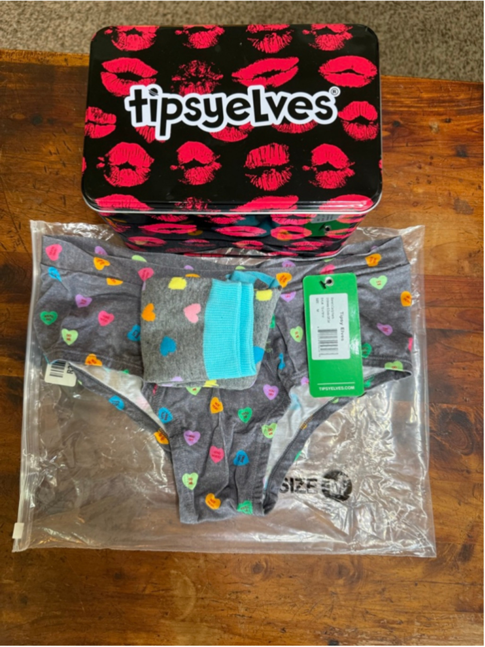 Tipsy Elves Candy Hearts Panties & Socks Gift Set Multiple Sizes Avail